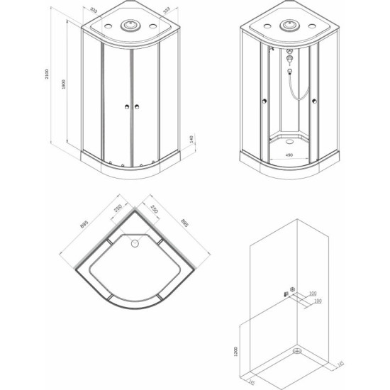 Душова кабіна Am.Pm X-Joy W94C-401-090MT 90x90 профіль мат.хром, прозора