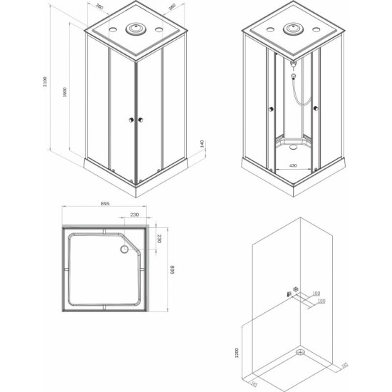 Душова кабіна Am.Pm X-Joy W94C-403-090MT 90x90 профіль мат.хром, прозора