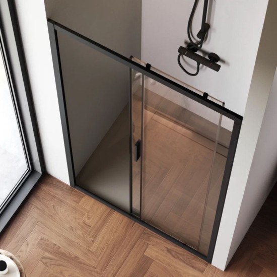 Душові двері Am.Pm Gem Solo Slide W90UG-110-1S-195BT 110х195 прозора, профіль чорний матовий