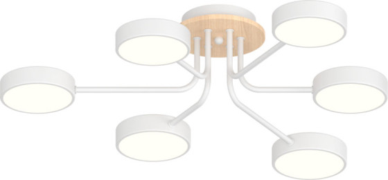 Люстра LED Valeso XI3333-6 Білий+дерево,72W,3000-6000K
