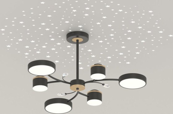 Люстра LED Valeso XI3346-6 Черный + золото,3000-6000K