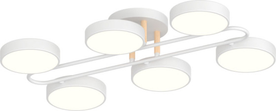 Люстра LED Valeso 108W 3000-6000K, XI3322-6 Білий+дерево