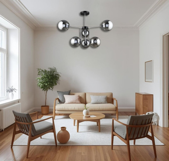 Люстра Valeso K2307/6 Чорний + Хром