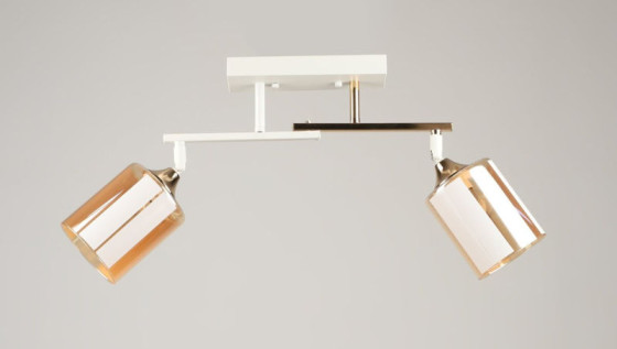 Люстра стельова Valeso K2322/2 на 2 плафони E27, Білий+Золото, Метал/скло