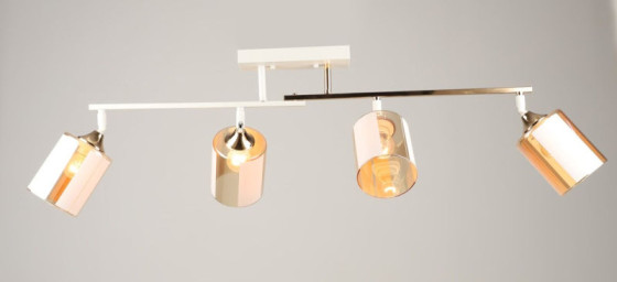 Люстра стельова Valeso K2322/4 на 4 плафони E27, Білий+Золото, Метал/скло