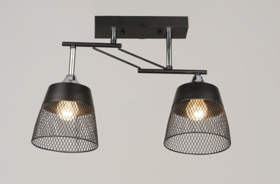 Люстра стельова Valeso K2324/2 на 2 плафони E27, Чорний+Хром, Метал