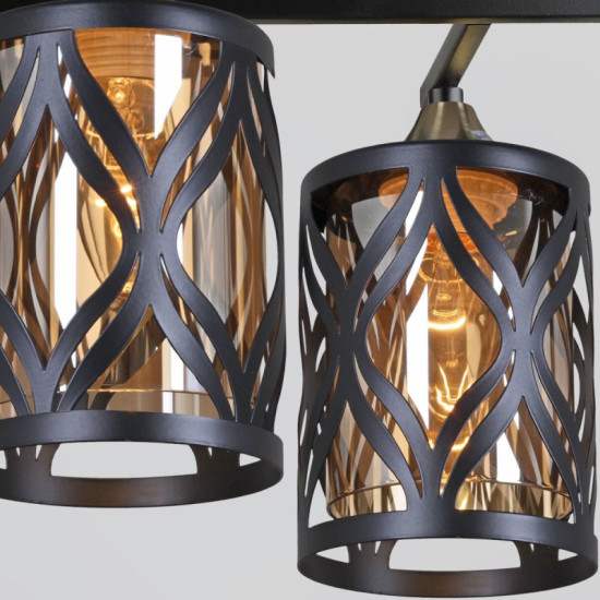 Люстра стельова в вітальню Sirius B N5942/4 BK+COP на 4 плафони