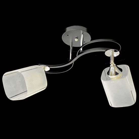 Люстра стельова класична на 2 плафони метал та скло Valeso 2438D/2 Чорний+Хром