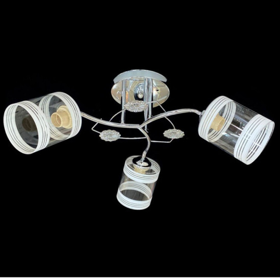 Люстра стельова класична на 3 плафони метал та скло Valeso 2408B/3 Хром