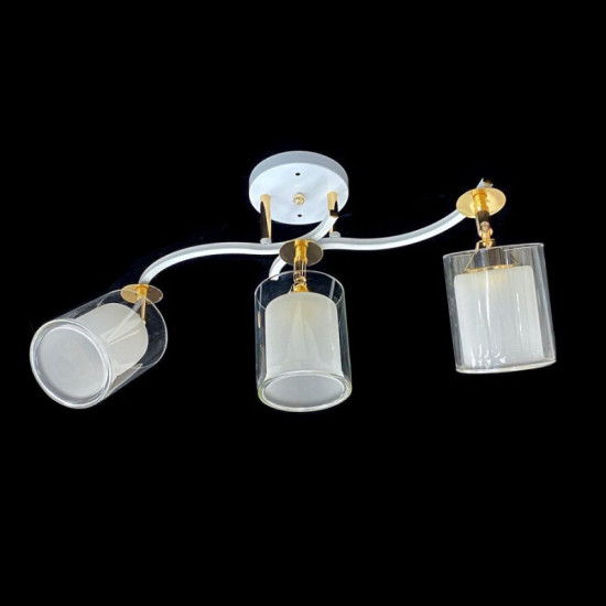 Люстра стельова класична на 3 плафони метал та скло Valeso 2435C/3 Білий+Золото