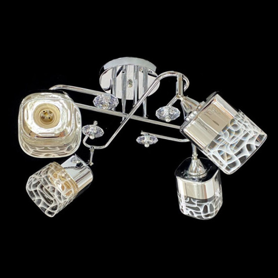 Люстра потолочная класическая на 4 плафона метал та стекло Valeso 2431D/4 Хром 2431D/4