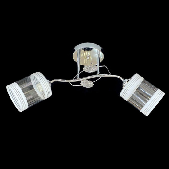 Люстра потолочная на 2 плафона Valeso 2408B/2 для спальни гостинной коридора метал стекло Хром