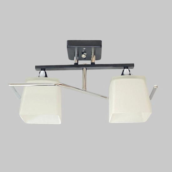 Люстра потолочная на 2 плафона Valeso 2421B/2 для кухни, передпокою та спальни черная з хромом