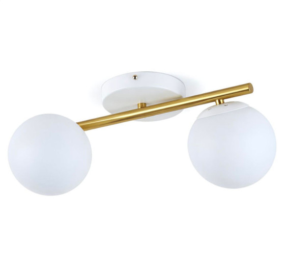 Люстра стельова на 2 плафони Valeso 5175-2 для спальні та вітальні металева Білий+мідь