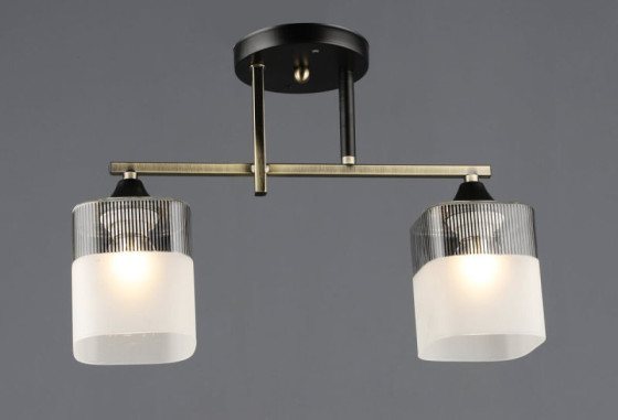 Стельова люстра на 2 плафони Valeso E27 Бронза Чорний скло Сталь A4425/2