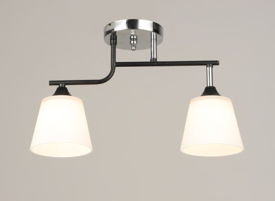 Люстра потолочная на 2 плафона Valeso K2311/2, Черный/хром