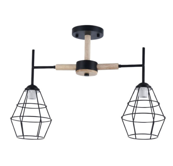 Люстра стельова на 2 плафони Valeso XL25017-2 для спальні та коридору Чорний