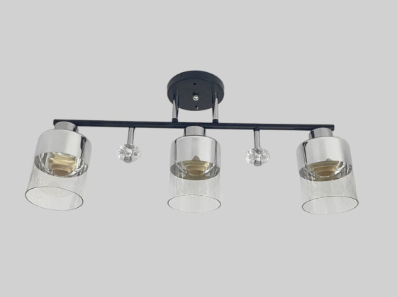 Люстра стельова на 3 плафони Valeso 2426B/3 для вітальні, спальні та кухні чорна з хромом