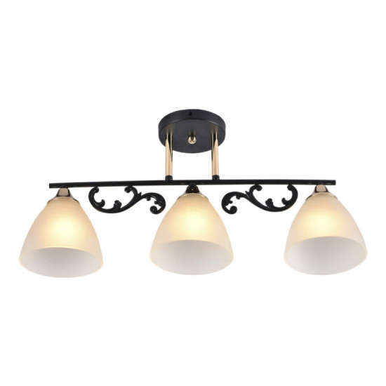 Люстра потолочная на 3 плафона Valeso LX2493-3, патрон E27, Черный+Золото