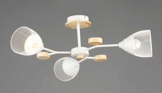 Люстра потолочная на 3 плафона Valeso N6779/3 E27 Белый + Дерево