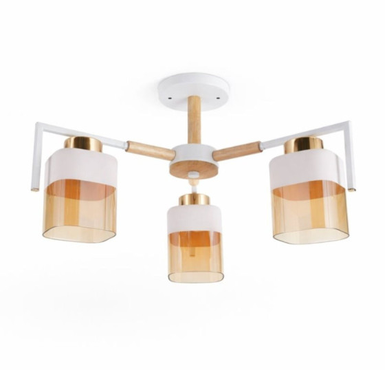 Люстра стельова на 3 плафони Valeso XL25010-3 для спальні та вітальні Білий+Золото
