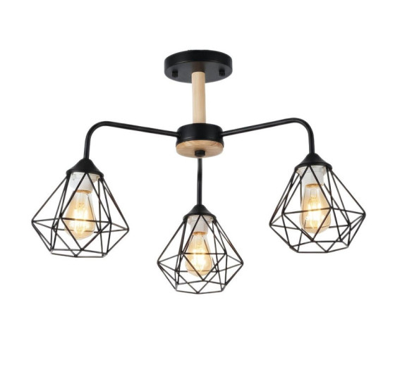 Люстра стельова на 3 плафони Valeso XL25013-3 для вітальні та спальні Чорний