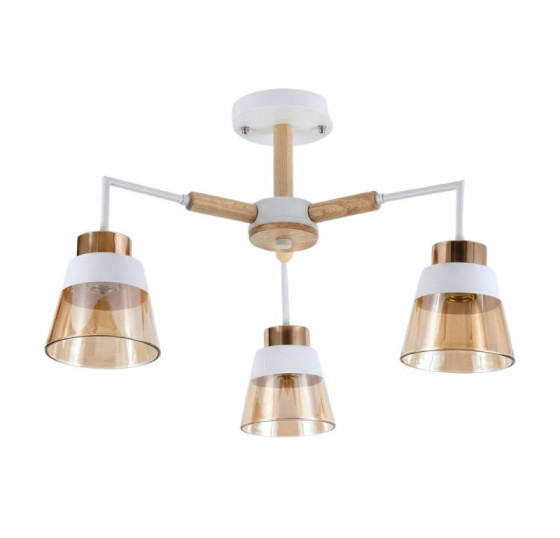 Люстра стельова на 3 плафони Valeso XL25014-3 для вітальні та спальні Білий Золото