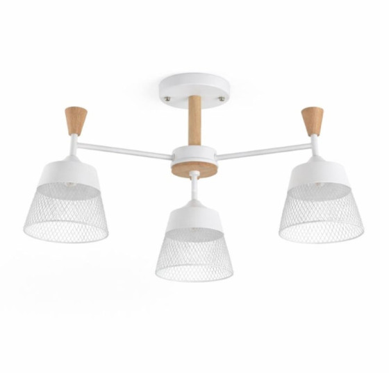 Люстра стельова на 3 плафони Valeso XL25020-3 для вітальні та спальні Білий дерево