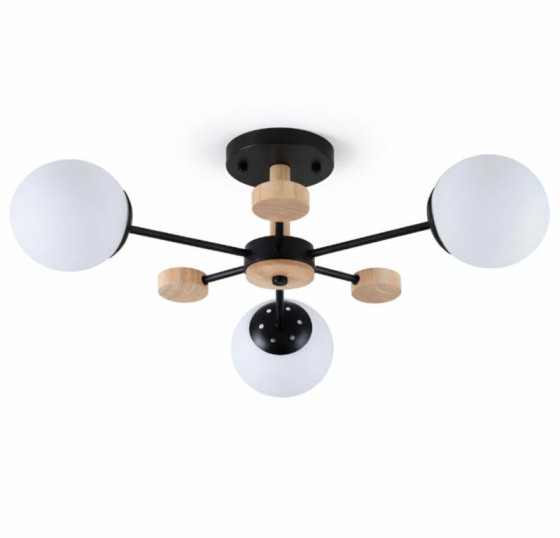 Люстра потолочная на 3 плафона Valeso XL25061-3 для гостинной и спальни Черный дерево