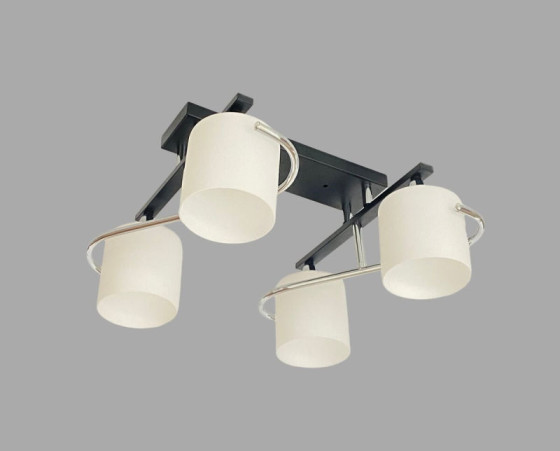 Люстра стельова на 4 плафони Valeso 2420B/4 для вітальні, спальні та великої кухні чорна з хромом