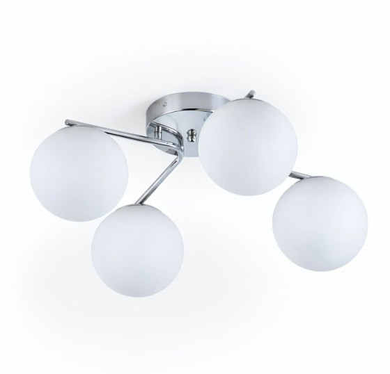 Люстра стельова на 4 плафони Valeso 516-4 для вітальні та спальні металева хром.