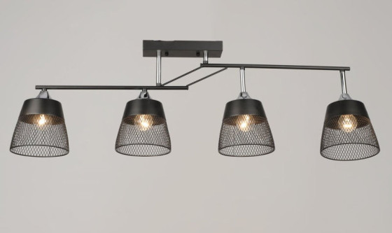 Люстра стельова на 4 плафони Valeso K2324/4 Метал E27 Чорний + Хром