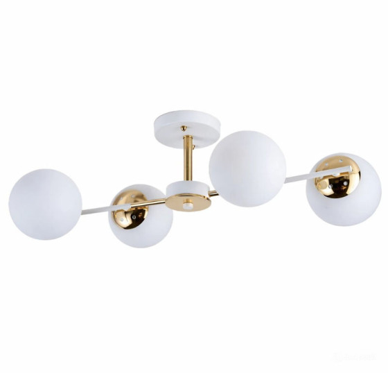 Люстра стельова на 4 плафони Valeso XL25080-4 для спальні та вітальні Білий+Золото