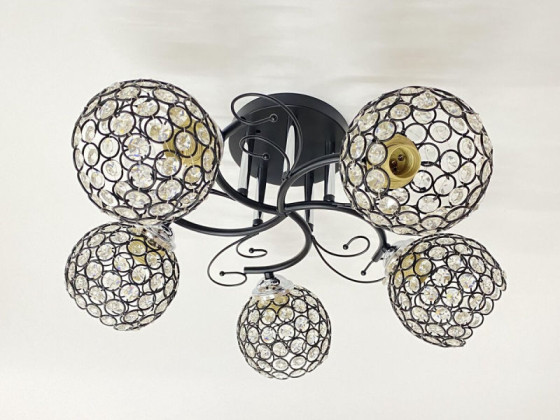 Люстра стельова на 5 плафонів Valeso 2348C/5 Чорний+Хром