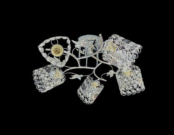 Люстра стельова на 5 плафонів Valeso 2407B/5 для вітальні та великої кімнати хром