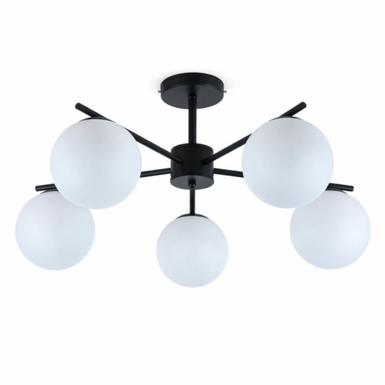 Люстра стельова на 5 плафонів Valeso 513-5 для вітальні та спальні металева чорна