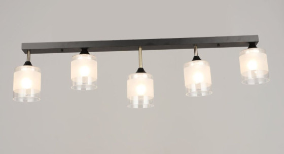 Люстра стельова на 5 плафонів Valeso K2345/5, патрон E27, лінійна, Чорний+Бронза