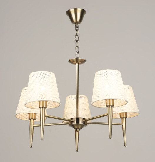 Люстра стельова на 5 плафонів Valeso KH2360/5, патрон E14, Тканина, Бронза