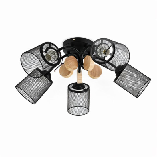 Люстра стельова на 5 плафонів Valeso XL25025-5 для вітальні та спальні Чорний