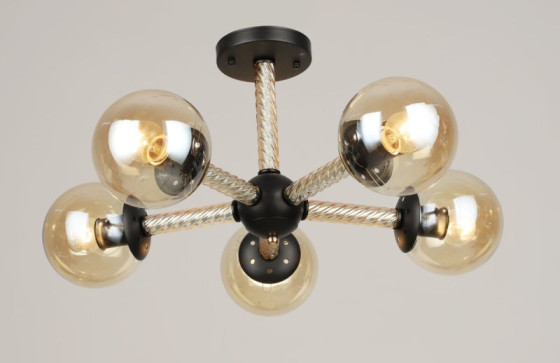 Стельова люстра на 5 плафонів Valeso Чорний + Золото K2341/5