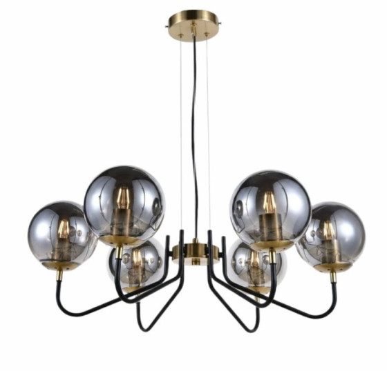 Люстра стельова на 6 плафонів Valeso 512-6 для вітальні та спальні Чорний мідь