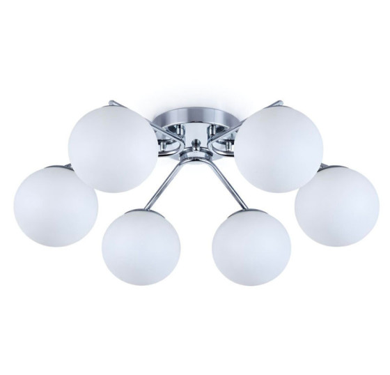 Люстра потолочная на 6 плафонов Valeso 516-6 для гостинной и спальни металическая хром