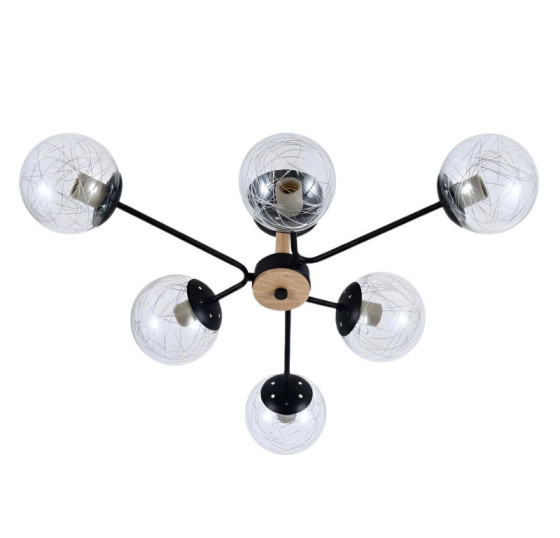 Люстра стельова на 6 плафонів Valeso XL25089-6 для вітальні та спальні Чорний