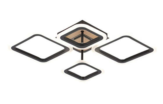 Люстра стельова світлодіодна Valeso 3307/2+2 Чорний + дерево 72W димерна