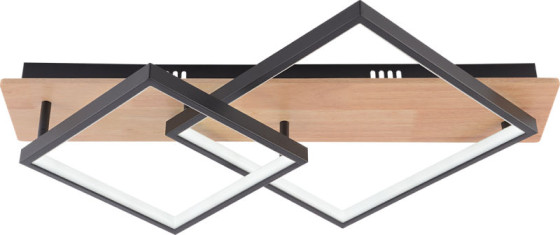 Люстра потолочная светодиодная Valeso DK6588/2 с пультом, LED 47W, димер, Черный+Дерево