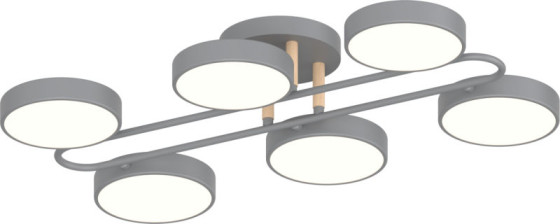 Люстра потолочная светодиодная для спальни та гостинной Valeso XI3322-6 современная дерево серая 108W