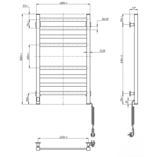 Рушникосушарка Domingo Axis 480x800 Sensor правий білий