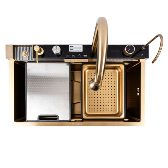 Кухонна мийка Valeso Handmade PVD 75*45 Gold "Водоспад" (ДЕКОР)