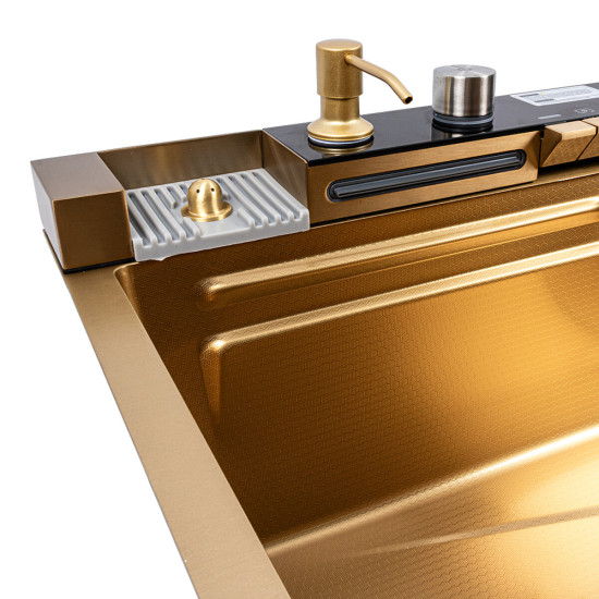 Кухонна мийка Valeso Handmade PVD 75*45 Gold "Водоспад" (ДЕКОР)