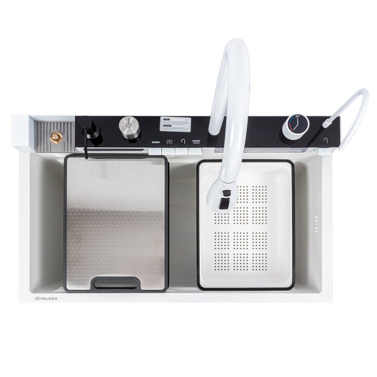 Кухонная мойка Valeso Handmade 75*45 PVD белая "Водопад" (ДЕКОР)